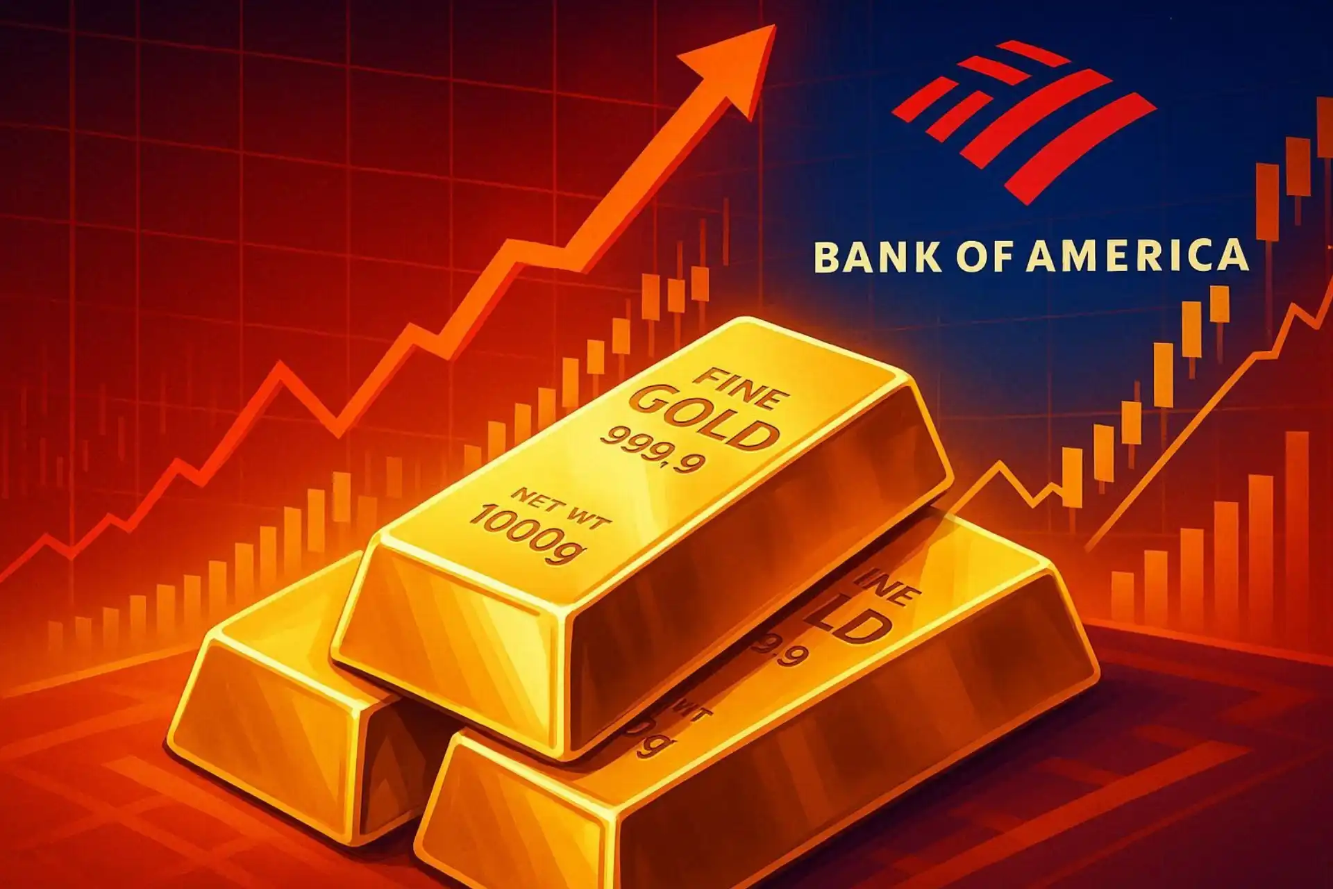 Ouro pode chegar a US$ 5.000 por onça, prevê Bank of America em nova projeção